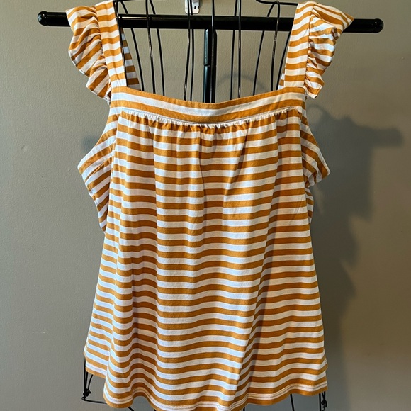 Michael Kors Yellow and Cream Striped Tank Top Sz. L - Picture 8 of 12